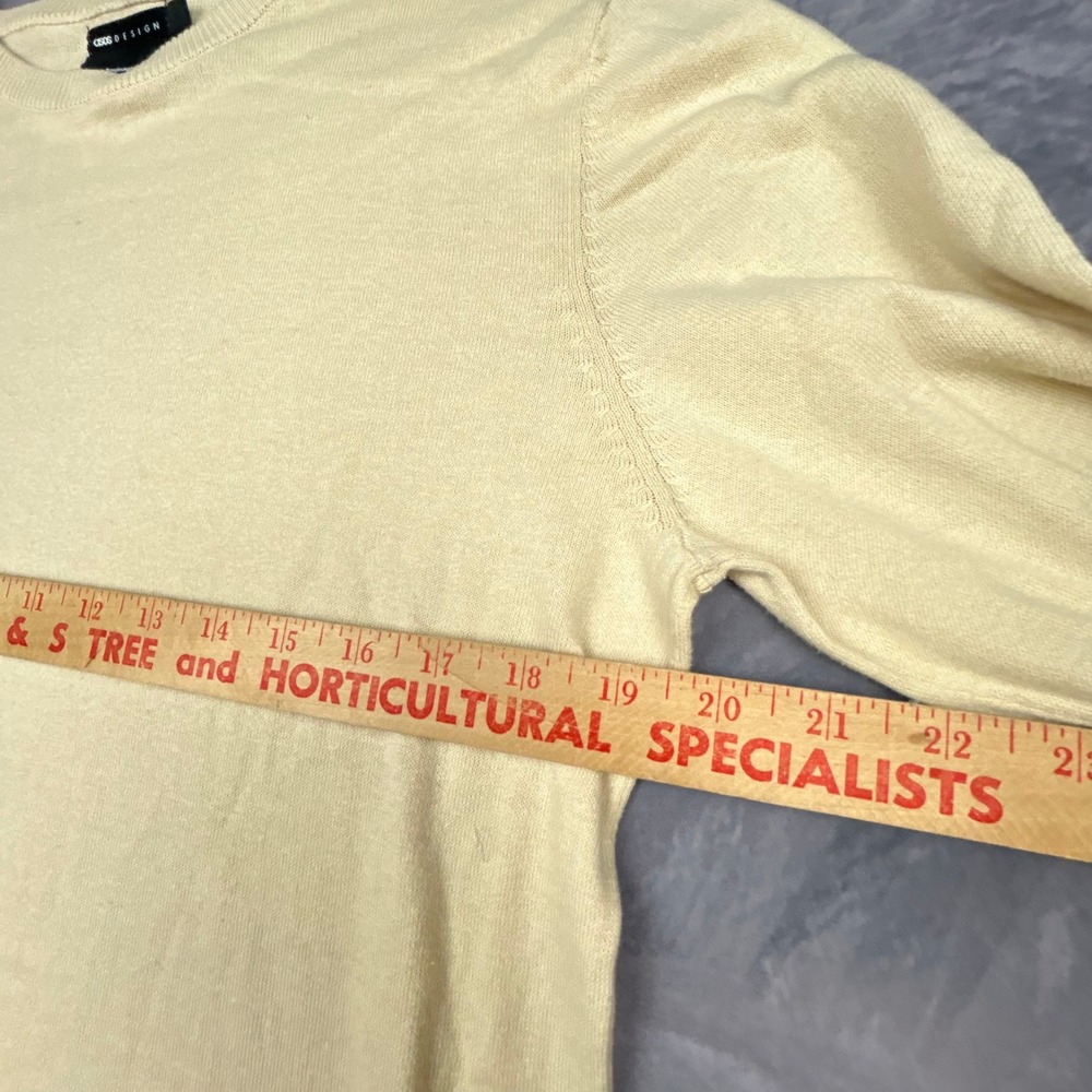ASOS DESIGN Mens Crewneck Sweater Pale Yellow Cream Y2K Skater Size M - Picture 7 of 8